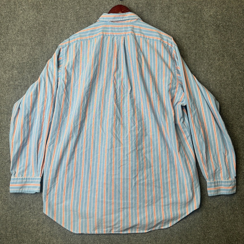 VTG Ralph Lauren Button Down Shirt Mens XL Blue OCBD Striped Classic Fit Oxford - Picture 2 of 6